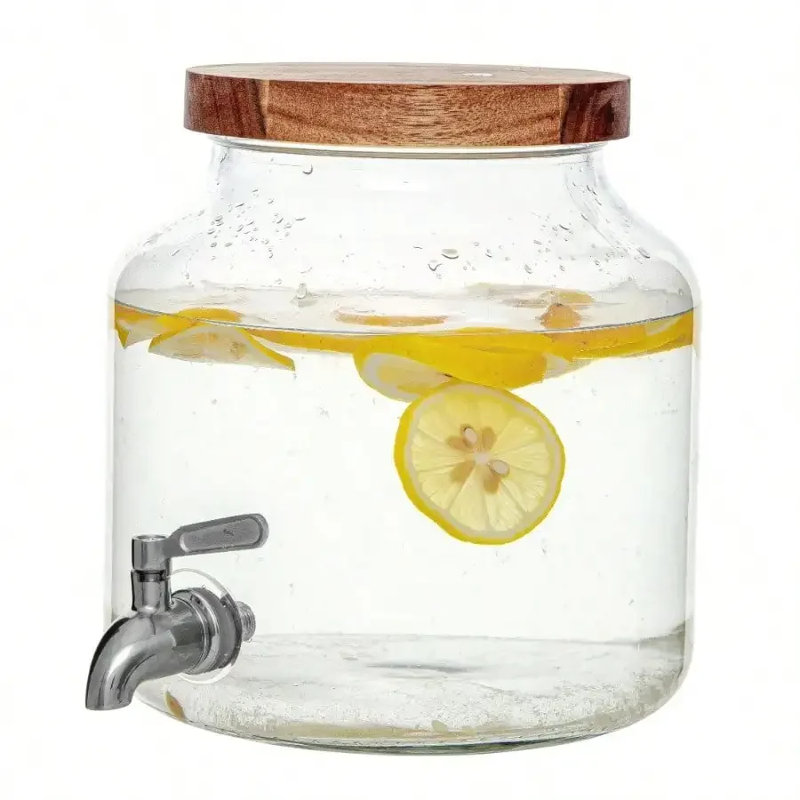 2-Pack 1.5 Gallon Glass Beverage Dispenser, Leak-Proof Pitcher with Spigot for Lemonade, Iced Tea & Party Drinks