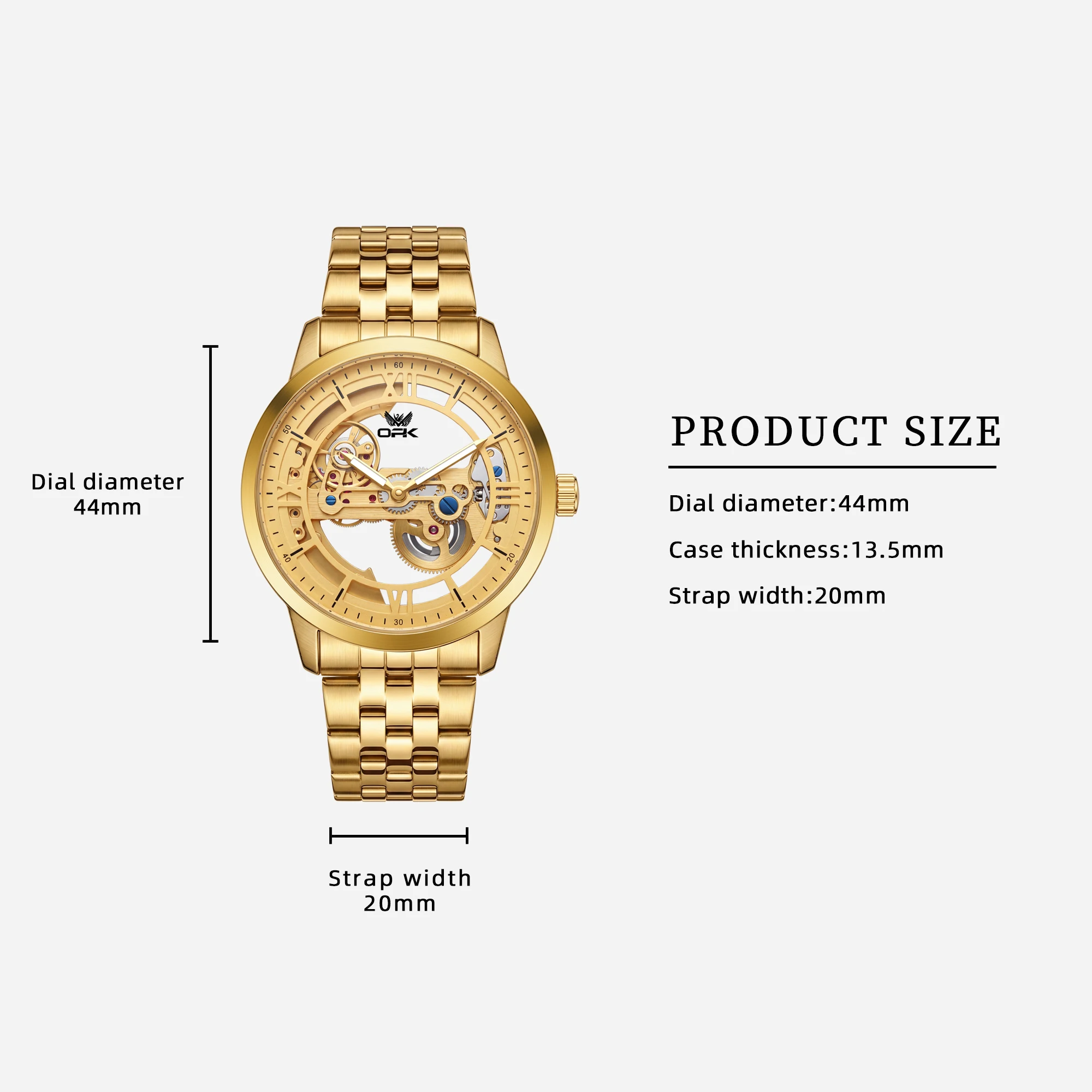 OPK 6112 Original Golden Men's Luxury Watch Luminous Fully Hollowed Classic Business Mechanical Automatic Wristwatch for Man
