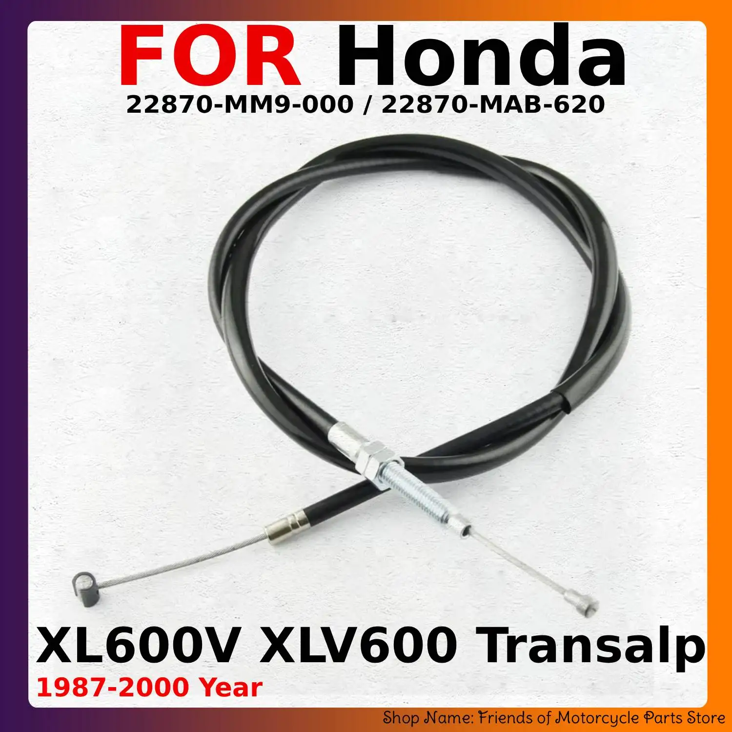 Piezas de motocicleta Cable de embrague línea de freno de tracción para Honda XL600V XLV600 Transalp 1987 1988 1989-2000 22870-MAB-620 22870-MM9-000