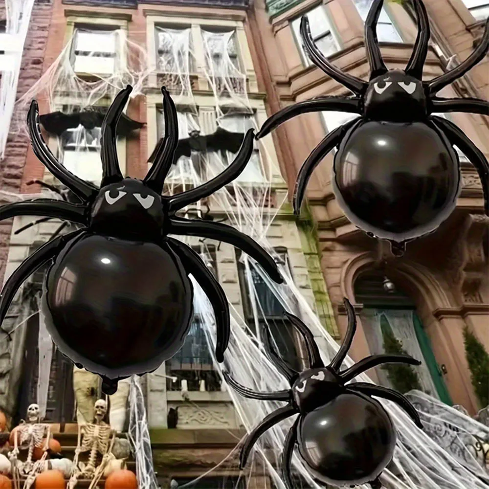 3pcs Halloween Black Spider Balloons Halloween Party Spider 