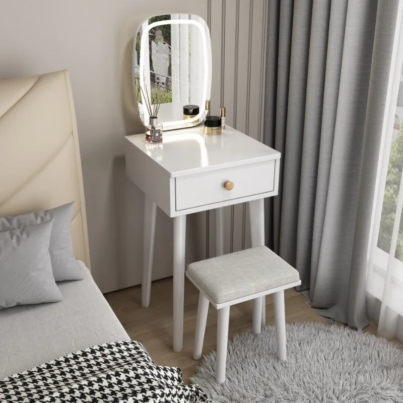 Dressing Table Designer Dresser Vanity Set Makeup Vanity Table Drawer LED Large Mirror Luxury Wooden Table Trendy Furniture