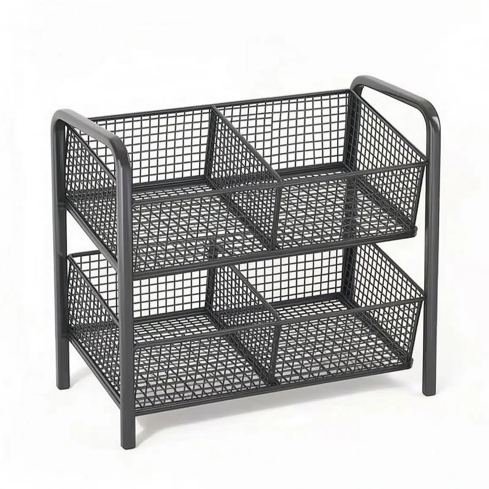 Wire Storage Basket Cart Open-Grid Furniture Multi-Purpose for Laundry Room