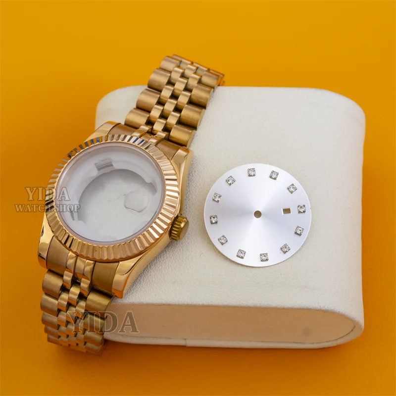 

NH05 NH06 Case Stainless Steel Band Sapphire Glass 33mm Watch Case 25mm Diamonds Dial For DATEJUST NH05 NH06 Automatic Movement