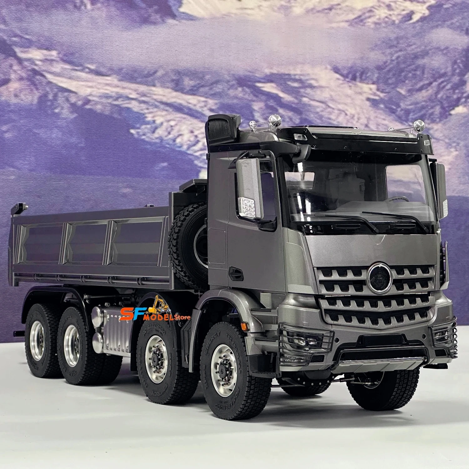 1/14 8x8 유압식 RC 덤프트럭 모델, 차동 잠금, 조명 및 사운드 시스템 탑재, 엔지니어링 기계 모델 RC 자동차 장난감