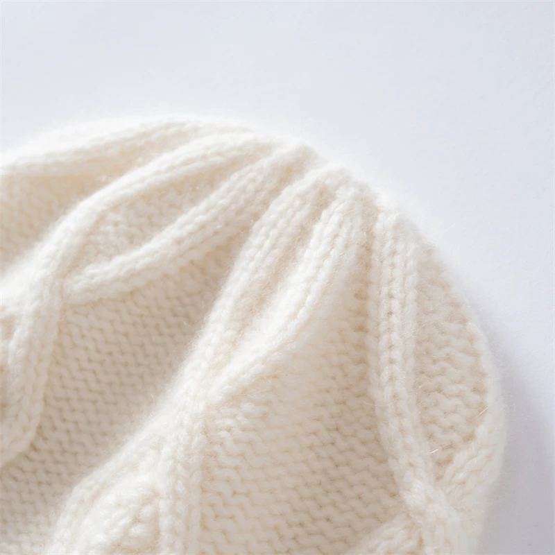 100%Quality Cashmere Beanie Hats For Women Outdoor Windproof Warm Hat Casual Thickened Solid Color Knitted Bonnet Cap For Winte