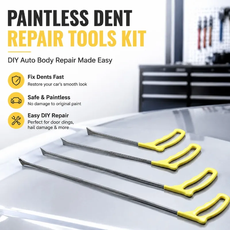 

Paintless Dent Repair Tools Kit Stainless Steel Flat Shovel Pry Bar 21-51cm for Car Body Hail Damage Door Dings DIY Auto Body
