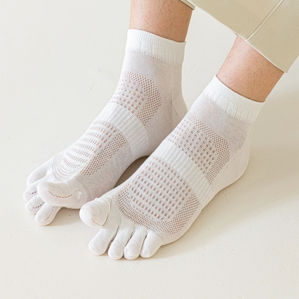 5 Pairs Five Finger Socks Men Summer Mesh Toe Socks with Separate Fingers High Quality Cotton Ankle Socks Sports Running