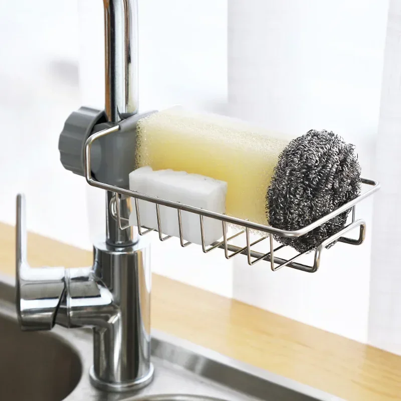 

Kitchen Stainless Steel Sink Drain Rack Sponge Storage Faucet Holder Soap Towel Rack Shelf Organizer Drainer Kitchen Accessories