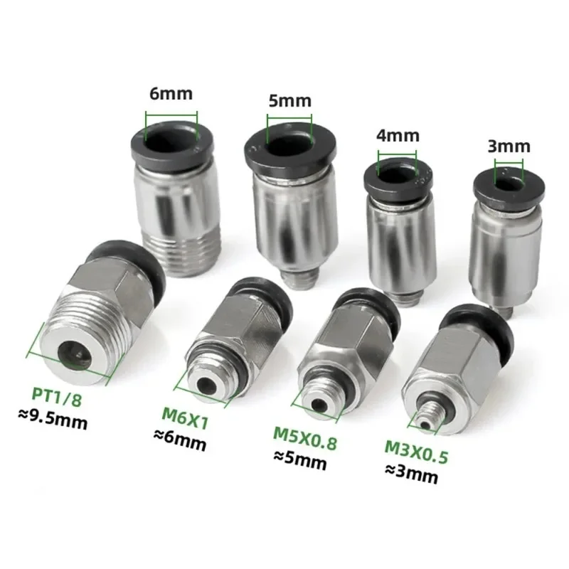 Pneumatic Connectors MINI Fitting PC POC Air Hose 3mm 4mm 5mm 6mm Male Thread M3 M4 M5 M6 1/8