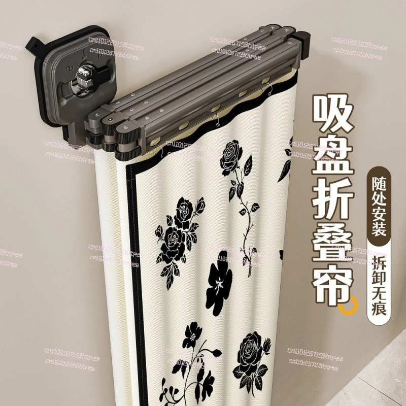 

Thickened invisible folding shower curtain rod waterproof cloth dry and wet separation shower curtain
