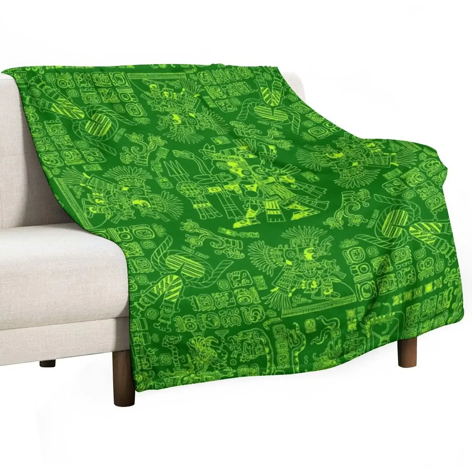 

Mayan Spring GREEN Throw Blanket Hairy Comforter Blankets