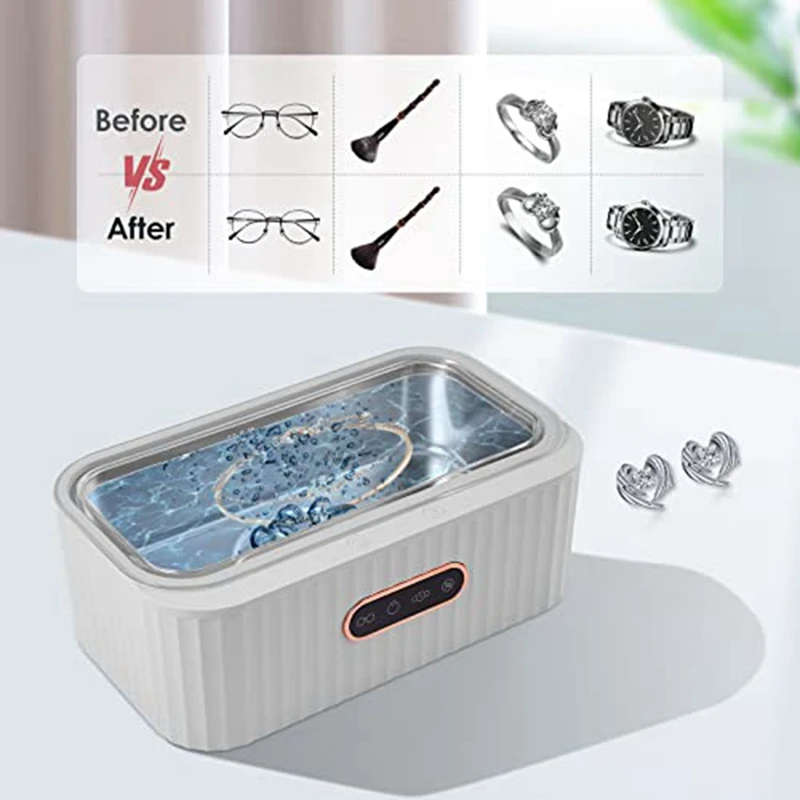 Ultrasonic Jewelry Cleaning Machine, 45Khz Low Noise Ultrasonic Cleaning Machine, Suitable for Glasses,EU Plug