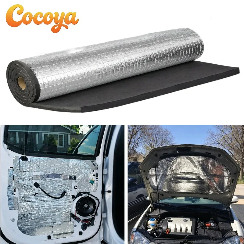 50x200cm Car Sound Deadening Mat Closed-Cell Foam Aluminum Foil Self-Adhesive Heat Insulation Materials for Car Door Hood Roof