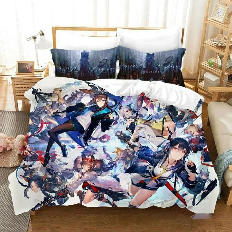 Anime Game Arknights Bedding Set 3D Printed Suitable for Bedroom Duvet Cover Set With Pillowcases Kids Home Textile