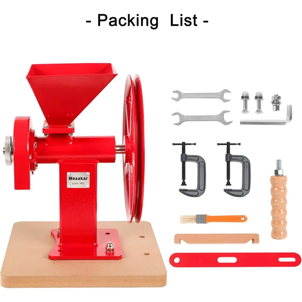 Manuelle Handkornmühle. Küchenweizenmehlmühle. Exklusiver Click & Lock-Einstellknopf. Schleifgrate aus Edelstahl