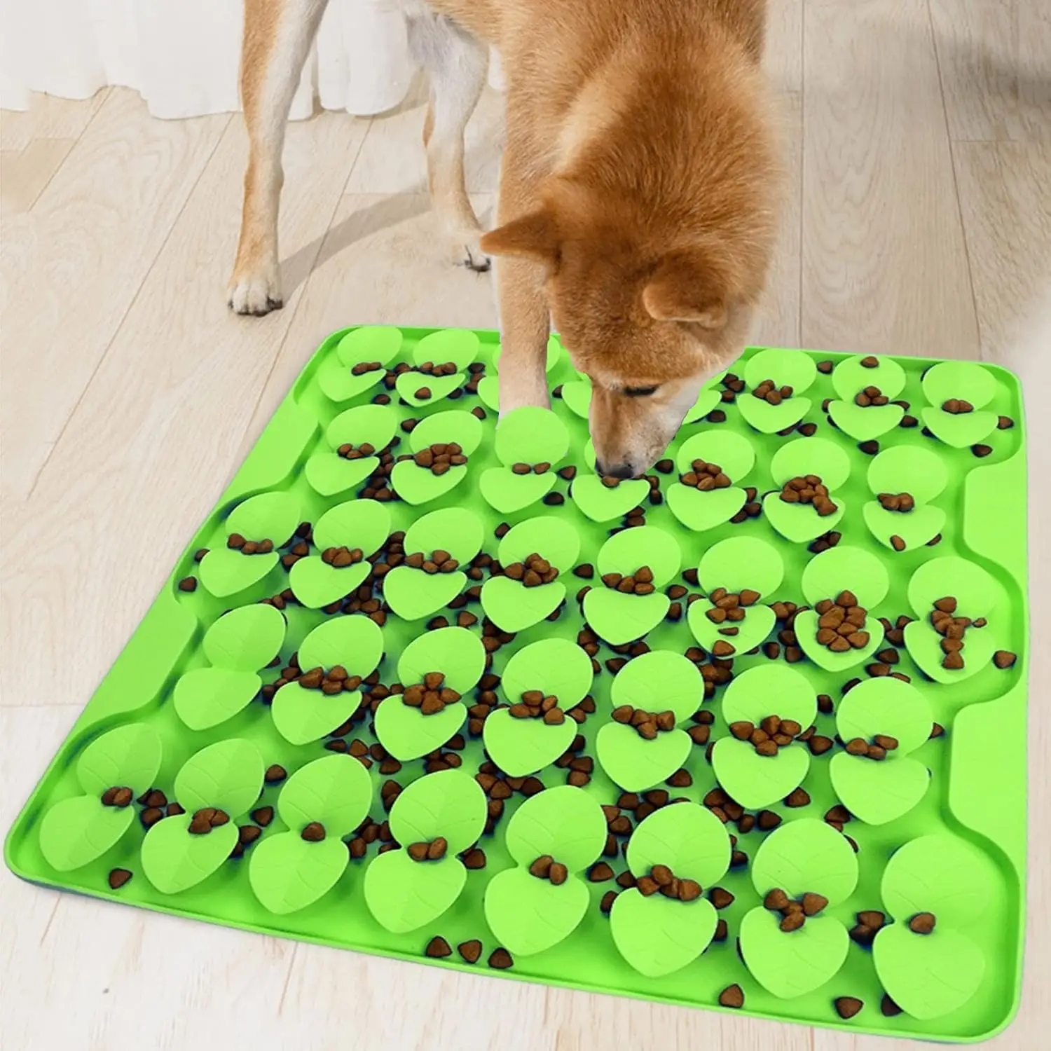 Green Silicone Snuffle & Lick Mat for Small Medium Large Dogs – Supports Slow Eating Smell Training Natural Foraging