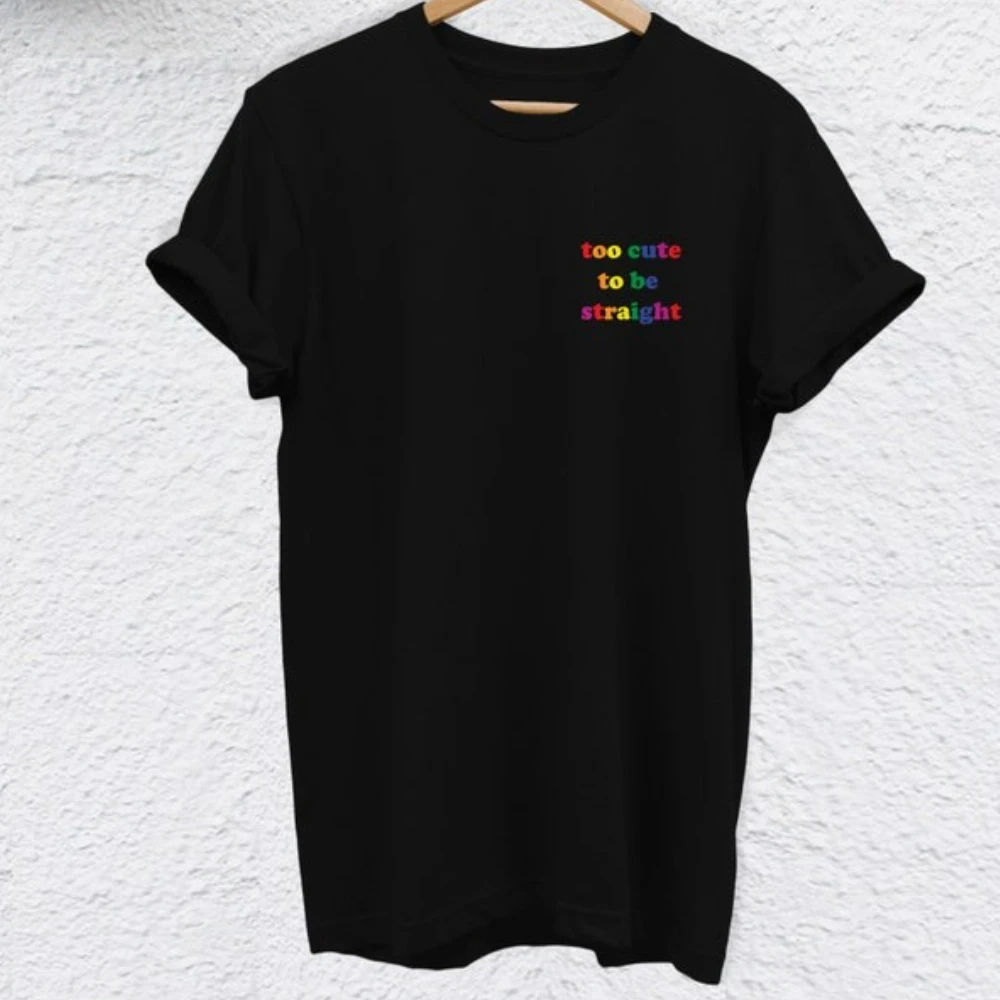 

Too Cute To Be Straight Totally Bi Shirt Bisexual T Shirt Bisexuality Pride Gay Shirt Lesbian Tee Tops Men Women Cotton Tees