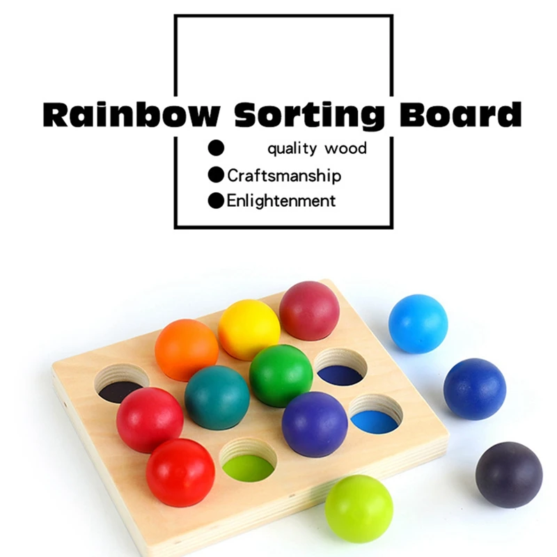 Hölzerne Regenbogen passende Kugel mit Tablett, Farb sortier brett, Lernspiel zeug Montessori Spielzeug für Kinder Geburtstags geschenk langlebig