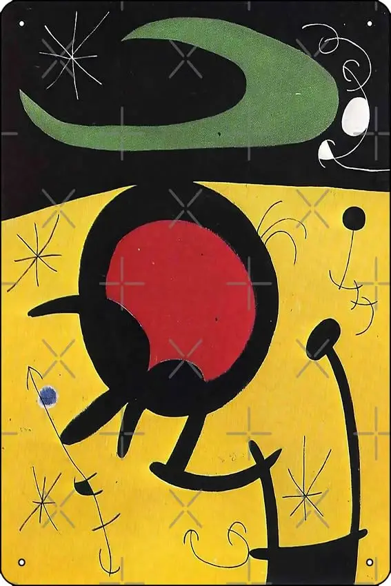 Joan Mirò Art Poster Funny Metal Tin Sign for Home Kitchen Bar Room Garage Decor 