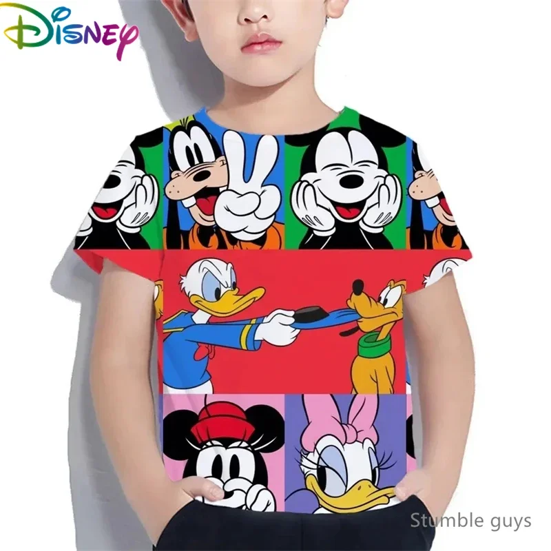 

Disney Kids 2026 Summer Mickey Minnie Mouse T-Shirt Anime Graphic Girls Clothes Casual Short Sleeve