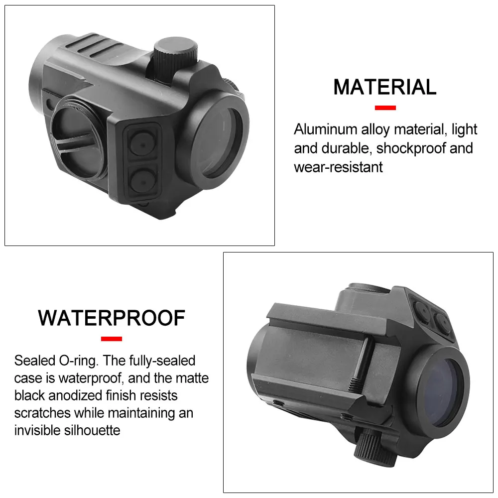 20Mm Rail Riflescope Optik Berburu Merah & Hijau Dot Holografik Penglihatan Refleks Taktis Teropong Kolimator Penglihatan Redup Dalam 7 Langkah