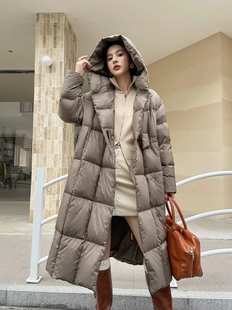 2024 New Puffer Coats Jackets for Women Fashion Simple Casual Down Jackets Windproof Thickened Warm Hooded Winter Coat Female