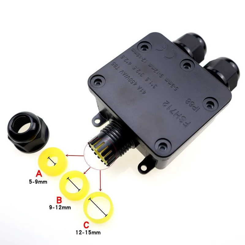 FSH711 FSH712 2 Ways 3 Way Electrical Junction Box IP68 Waterproof Cable Connector Electric Cable Gland Enclosure