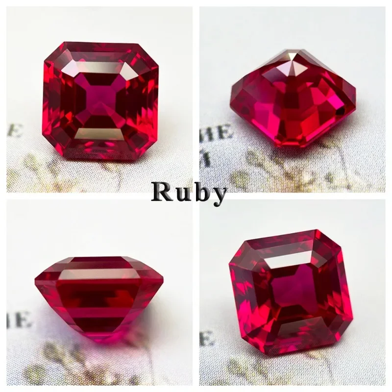 Laborgezüchteter Saphir im Asscher-Schliff, Sonnenuntergang-Orange Farbe, Edelstein für DIY-Schmuckherstellung, Einlege-Ring, Halskette, wählbares Zertifikat – Detail 6