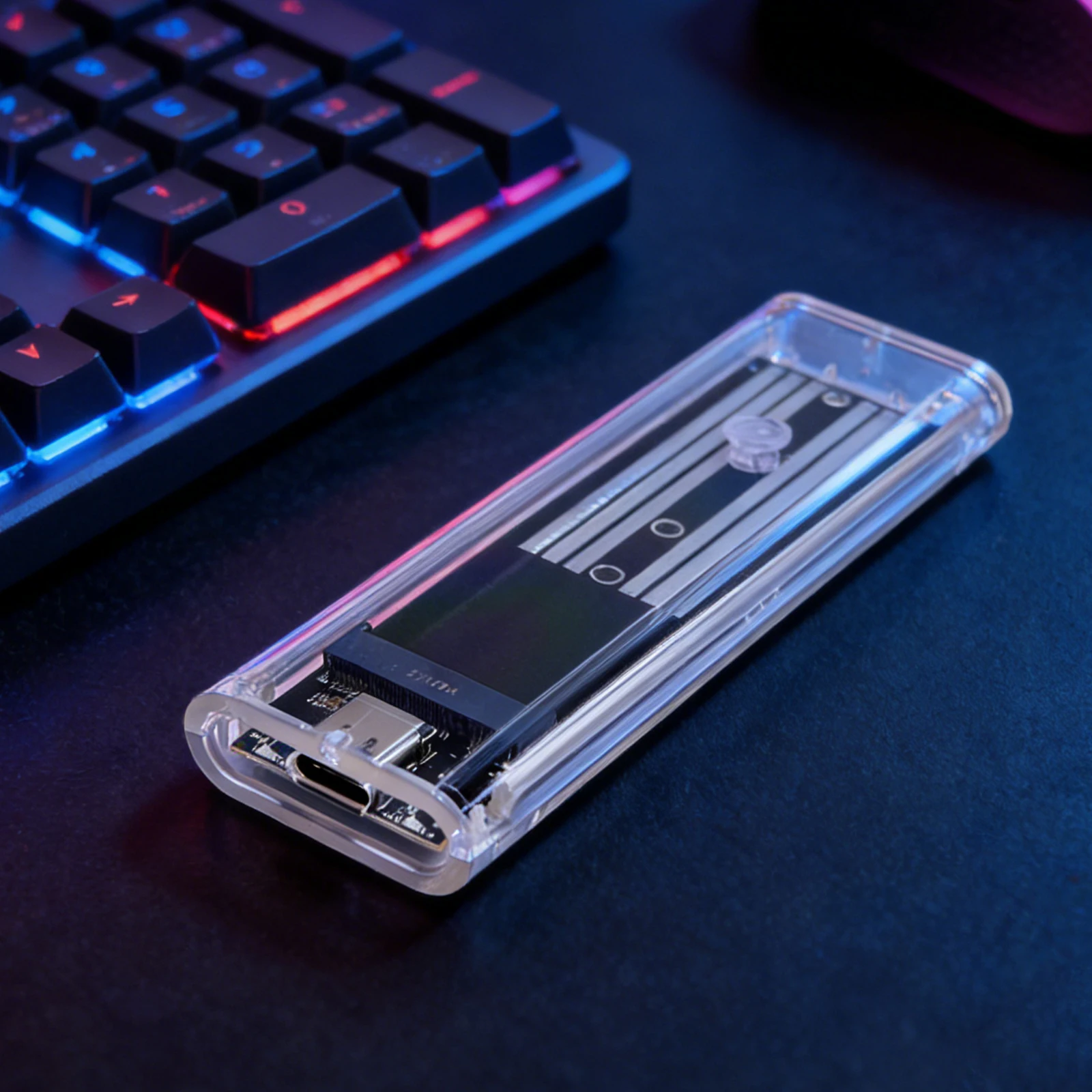 

M.2 NGFF SATA Type C USB 3.1 Hard Disk Box 10Gbps Transparent External SSD Case External SSD Adapter for 2230/2242/2260/2280