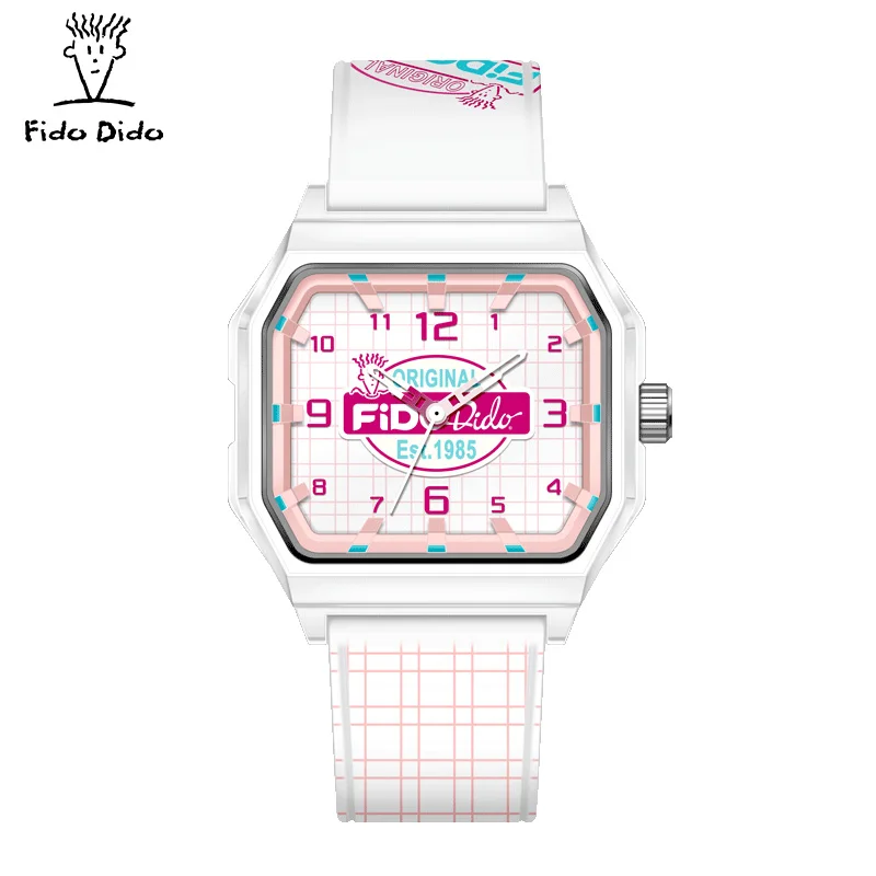 Fido Dido 7-Up Dopamine Sports Watch 50M Waterproof Silicone Strap Square Couple Watches Unisex Gift FD2342-909