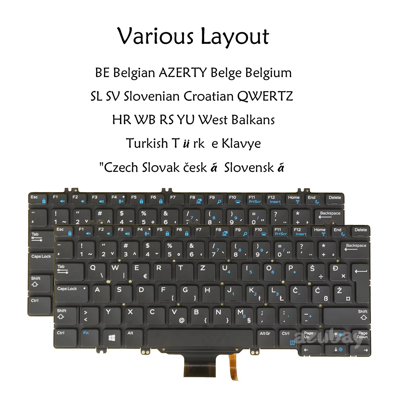 

Backlit Laptop Keyboard For Dell Latitude 5289 2in1, 7380, 7389 2 in 1, 7390, 7390 2in1 Belgian Czech Slovak Turkish Slovenian