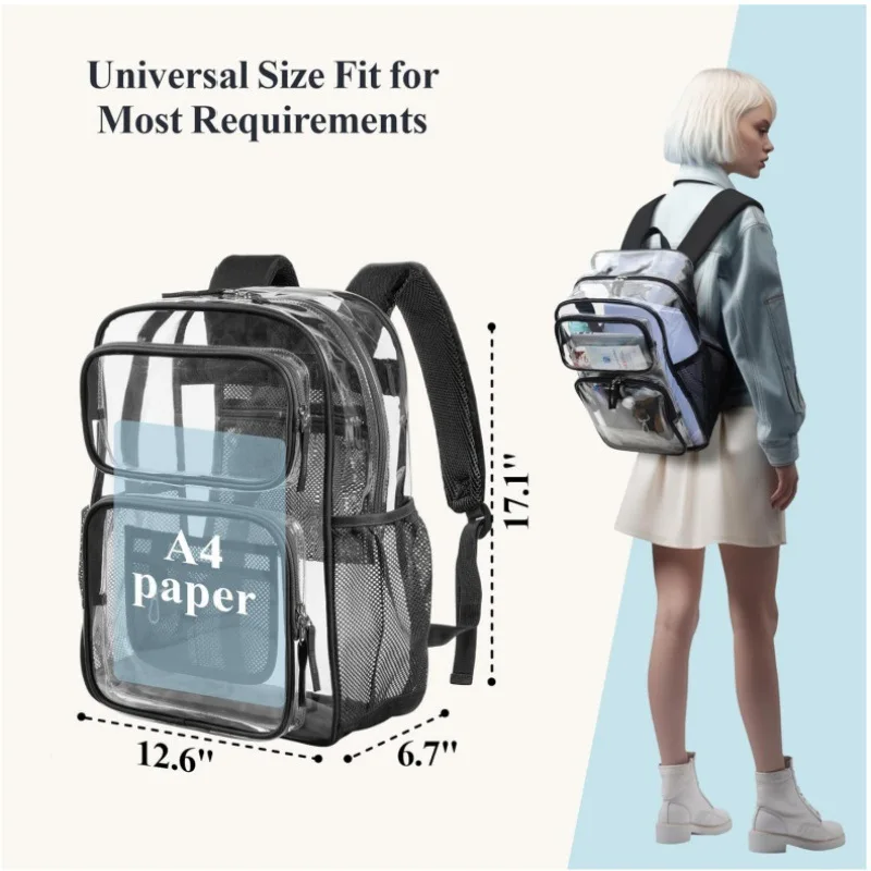 Large Capacity Transparent backpack Unisex Fashion Simple Portable Backpacks Multifunctional Waterproof Male Female Knapsack