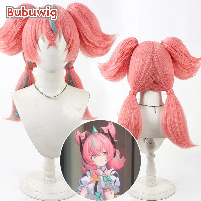 

Bubuwig Synthetic Hair Aria Cosplay Wigs Game Zenless Zone Zero Aria 40cm Long Pink Mixed Light Blue Ponytail Wig Heat Resistant