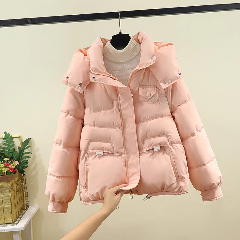 أنيقة Thiened مقنعين أسفل القطن Jaet المرأة ort Sle الشتاء ملابس خارجية الخبز الملابس معطف دافئ عادية تخفيف Faion #1