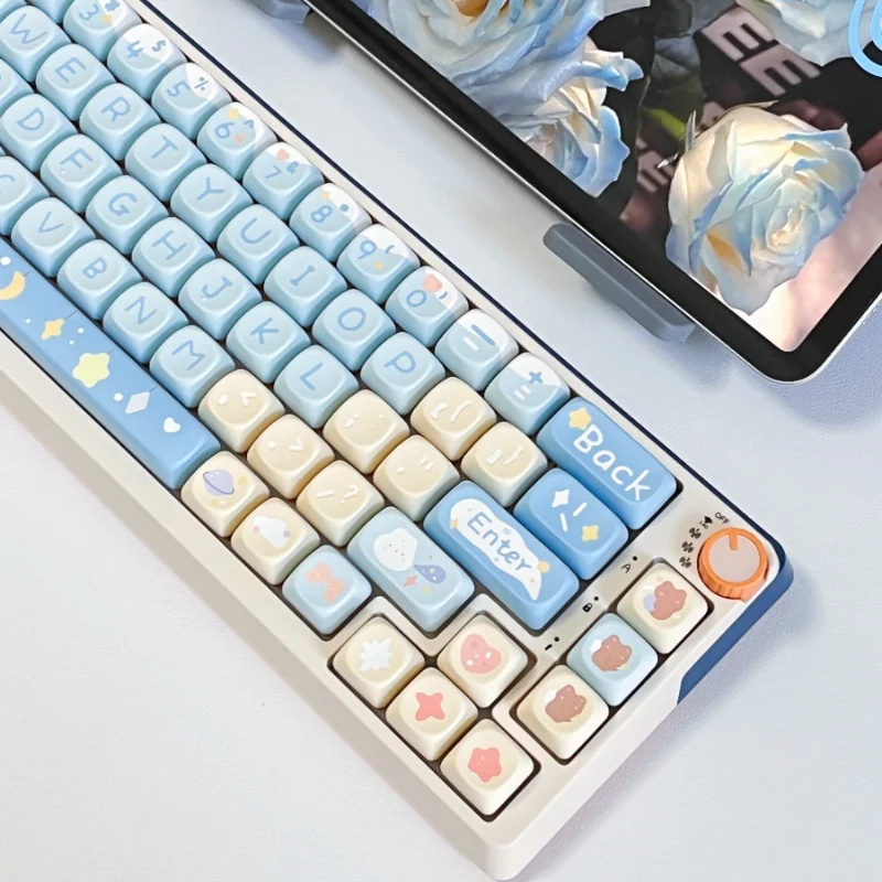 Dream Bear Keycaps Custom PBT MOA Profile Keycap Cute Cartoon Anime Point Key Cap for Gaming Crush80 Wooting Mechanical Keyboard