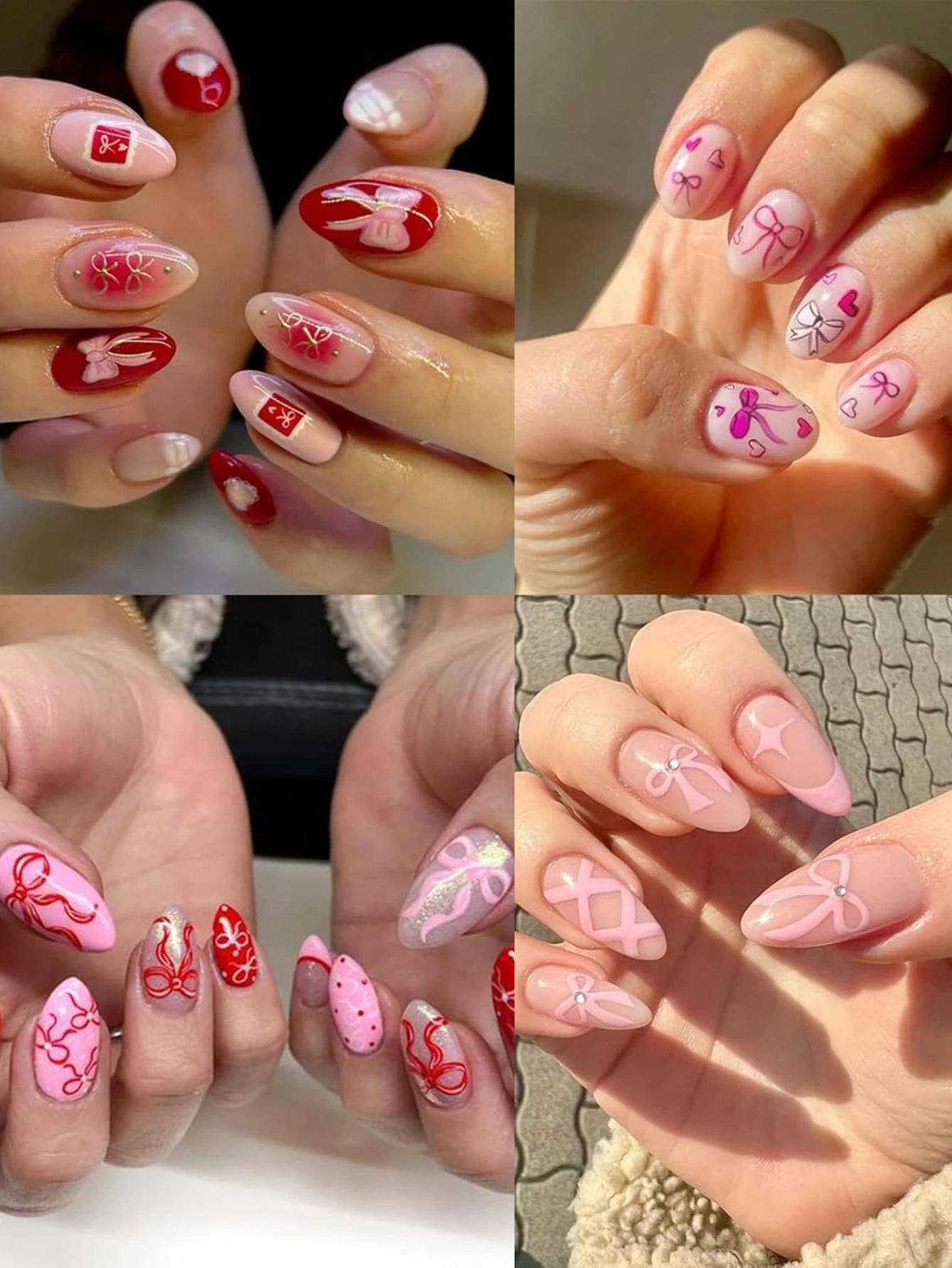 3/6/12 ورقة لطيف القوس القلب مسمار الفن ملصقات-الملونة ذاتية اللصق الشارات DIY هلام الاكريليك مسمار الديكور مجموعة