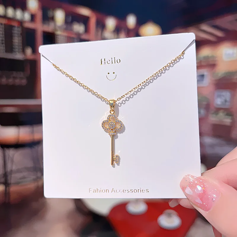 POPLYKE Key Crown Necklace Initial  Gifts For Women Alphabet Letter Dainty Lucky Script Name Pendant Chain