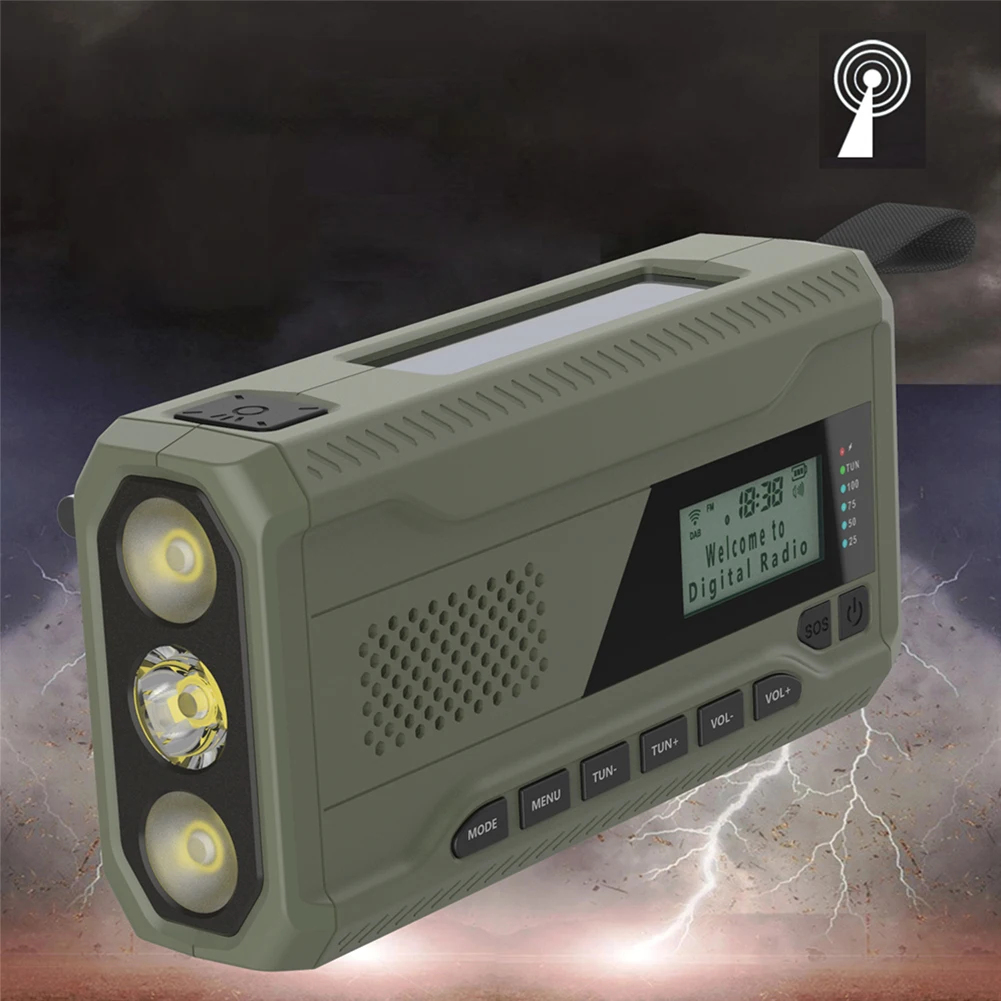 Portable DAB FM Radio with Flashlight BT Speaker Emergency Radio Hand Crank Radio for Emergency Camping Storm Survival