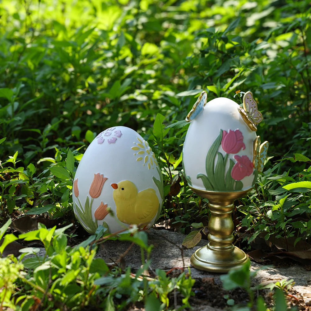 

Easter Egg Decorations Resin Craft Ornament Garden Decoration For Home Living Room Tabletop Courtyard Holiday Ambiance Gifts