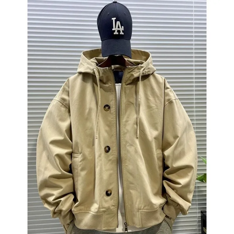 

Men's Loose Fit Hooded Jaet Windproof Outdoor Climbing Coat Casual Sle Polyester Fiber Youth Suitable Autumn Winter Outer...