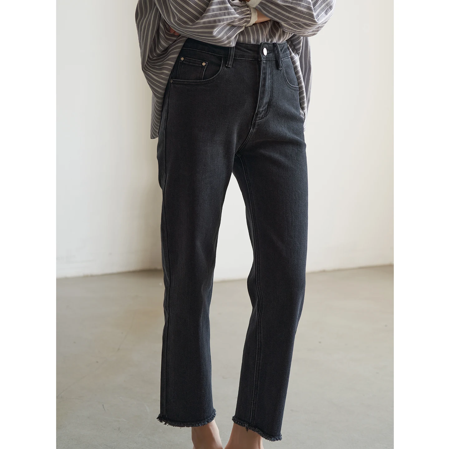 

Bla High Waist Straight Leg Denim Jeans Women's e Tube Pants Pear Body ape Spring Faion Casual Cotton Stretch