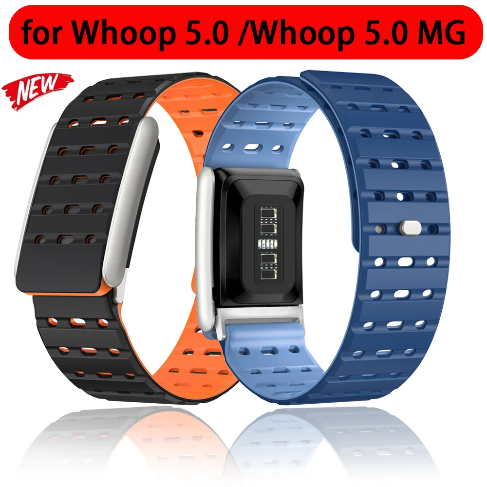 

Soft Silicone Strap for Whoop 5.0 Magnetic Bracelet Metal Head Sports Breathable Wristband for Whoop 5.0 MG Correa Accessories