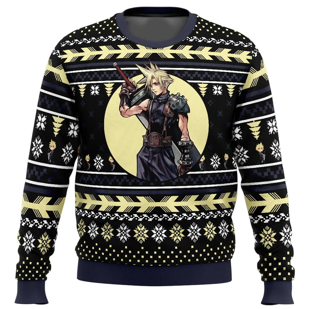 

2026 Autumn Winter Cloud Final Fantasy Ugly Christmas Sweater Men's and Women's Outdoor Pullover Christmas Party Sweater