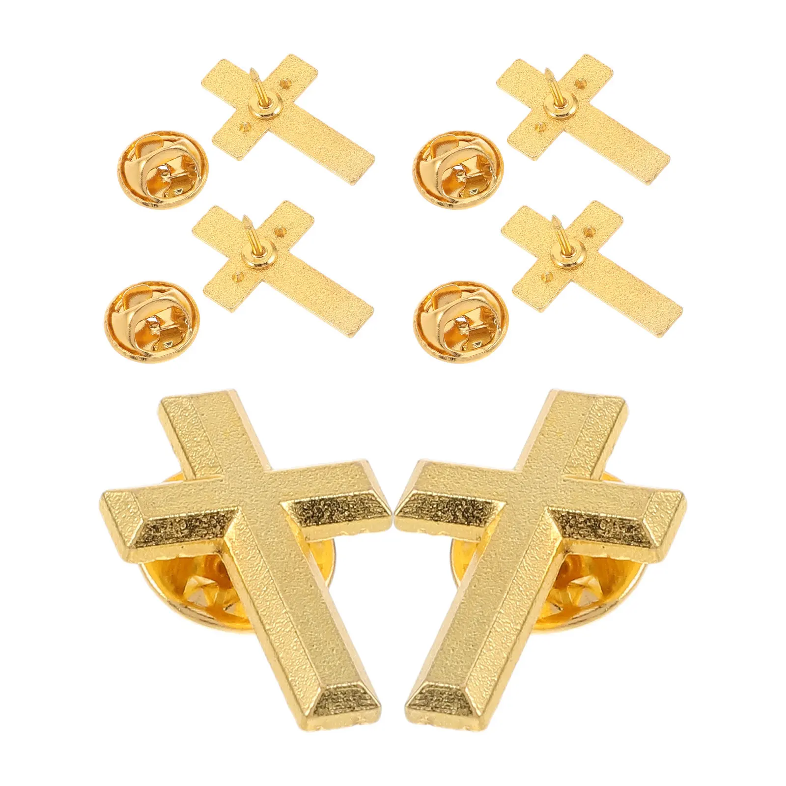6pcs Cross Lapel Pin Christian Religious Faith Brooch Badge Metal Crucifix Suit Hat Tie Tack Pin Communion Brooch Baptism