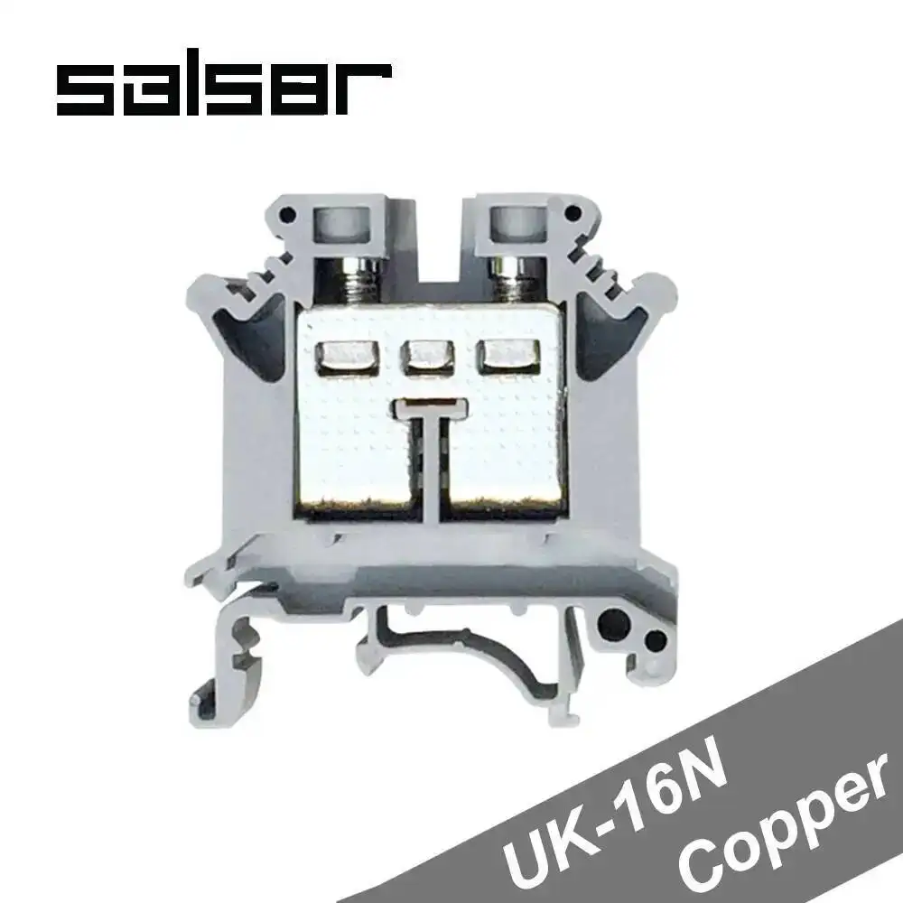 10pcs Universal Terminal Blocks UK-16N 16mm2 800V 101A DIN Rail Mounted Copper Connector Phoenix Screw Type UK16N