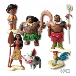 6pcs/lot Cartoon Moana Princess Legend Vaiana Maui Chief Tui Tala Heihei Pua Action Figure model Decor Toys Kids Birthday Gift