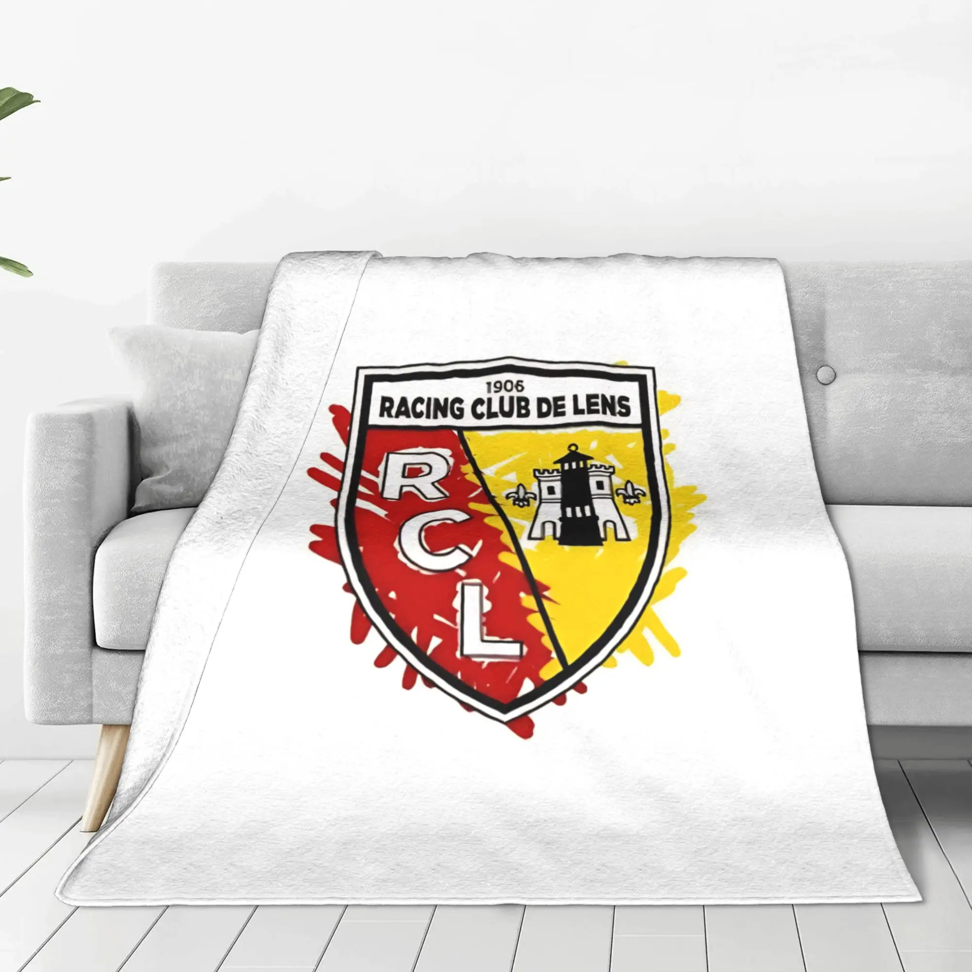 1PC Home Cute Room Decor football crest Blanket Throw Blanket RC Lens Novelty Warm Blanket All Season