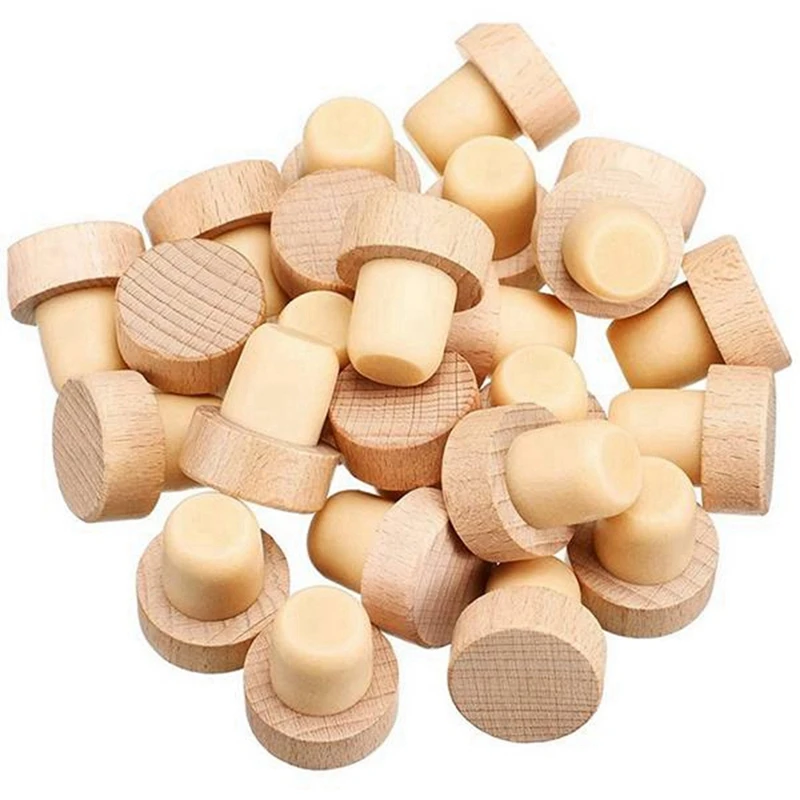 50Pc Wine Bottle Cork T Shaped Cork Plugs Reliable For Wine Cork Wine Stopper Reusable Wine Corks Wooden And Rubber Wine Stopper