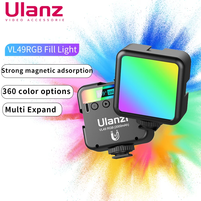 

Ulanzi VL49 RGB видеофонарь Мини - светодиодная камера светильник 2000mAh Зарядные светодиодные панели