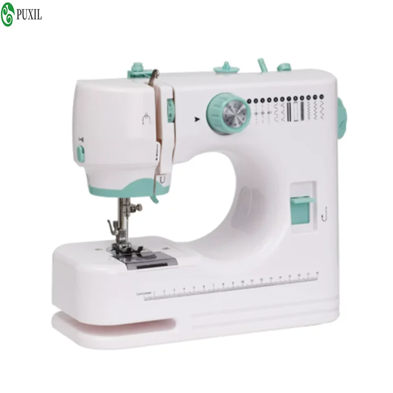 RUTI portable Sewing Machine for Beginners with 12 Stitches Pattern LED Light Pedal Double Thread Sewing Kits Plugged In 220V